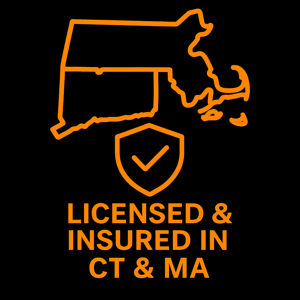Licensed and insured electrician in Connecticut and Massachusetts – Prevolt Electric logo icon on black background.
