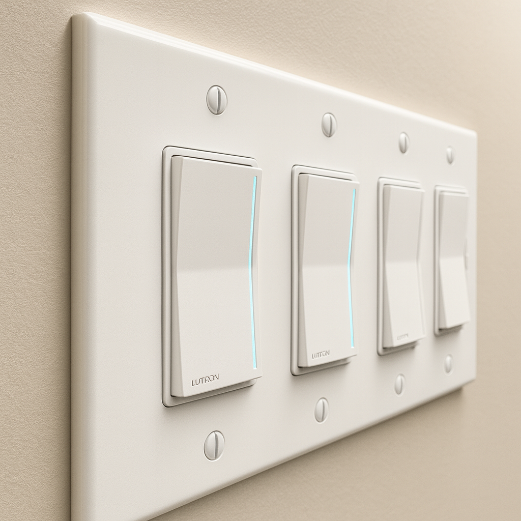 Modern bathroom with smart lighting controls and dimmer switches installed by Prevolt Electric in Connecticut and Massachusetts.