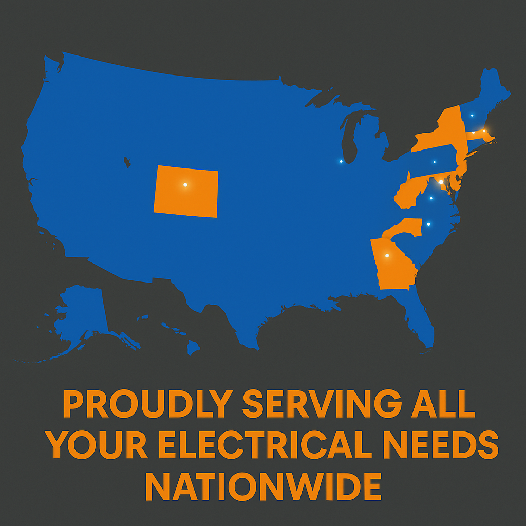 Map graphic representing Prevolt Electric support for federal and transportation-related electrical projects.