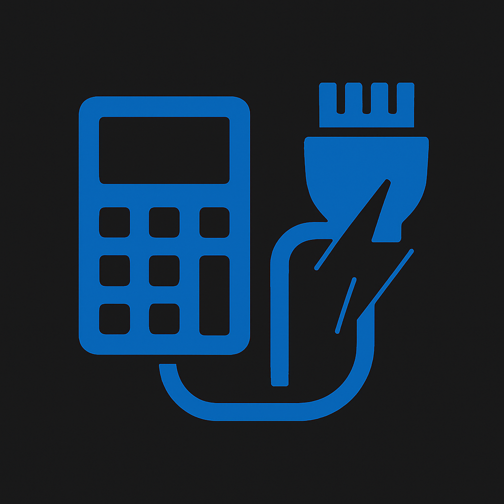 Prevolt Electric POS and low-voltage cabling icon in blue, featuring payment terminal and Ethernet connector on dark background.