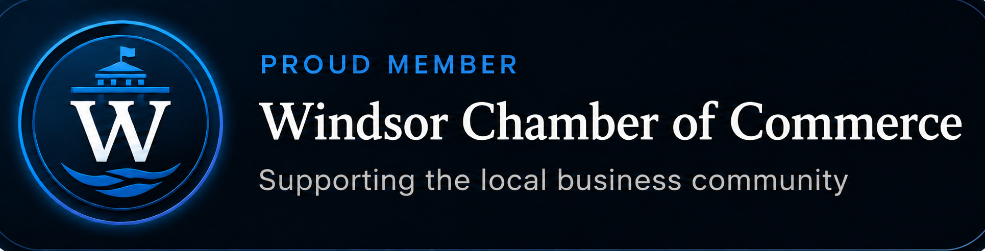 Prevolt Electric proud member badge for the Windsor Chamber of Commerce.